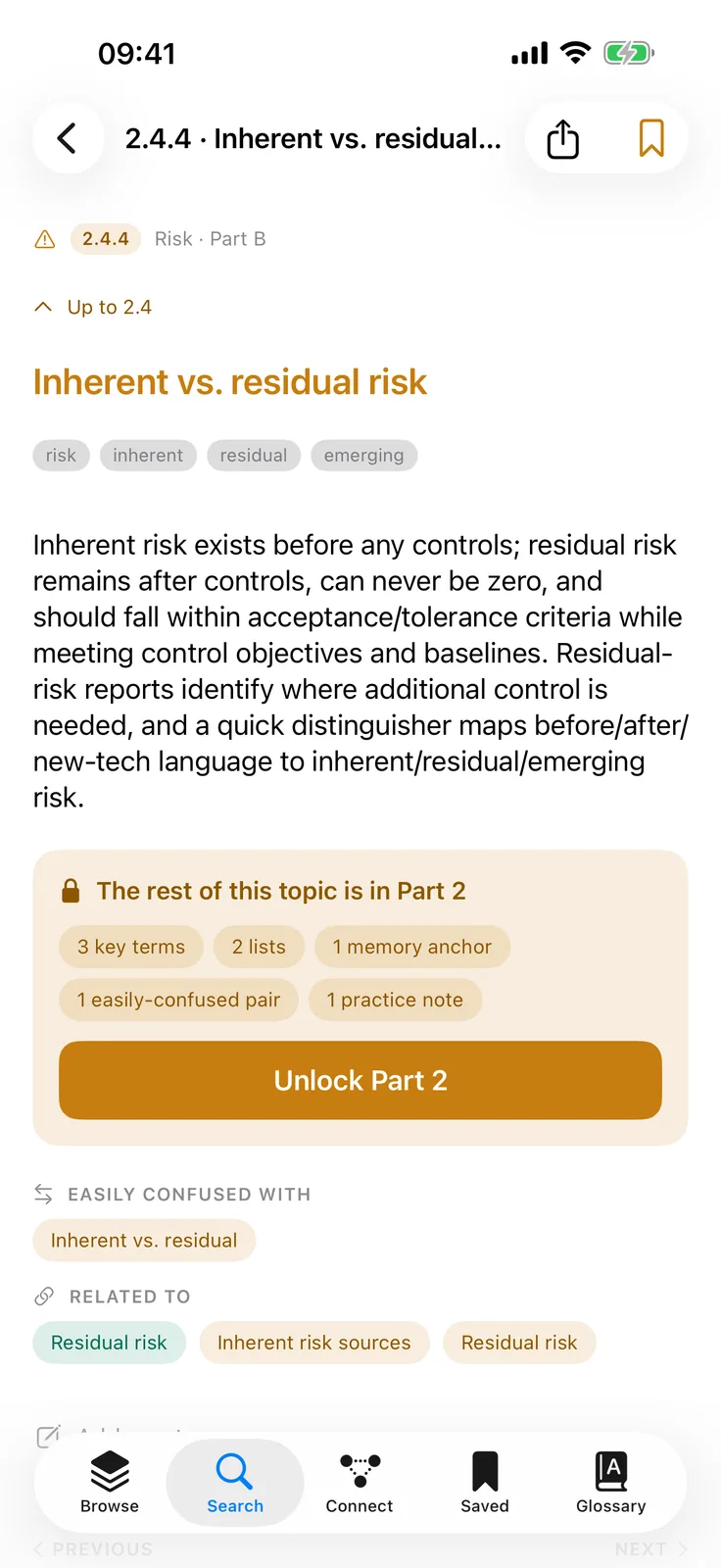 iPhone topic in a part that has not been bought. The opening summary is readable; the rest of the card is behind a purchase prompt.